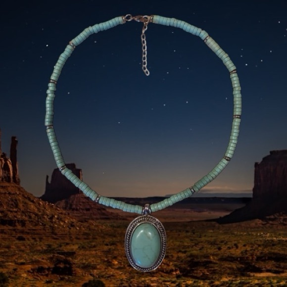 Chaps Jewelry - Chaps Faux Turquoise Beaded Pendant Necklace